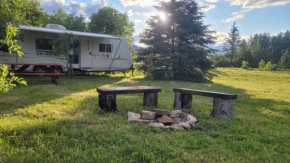 RV with Rocky Mountains View